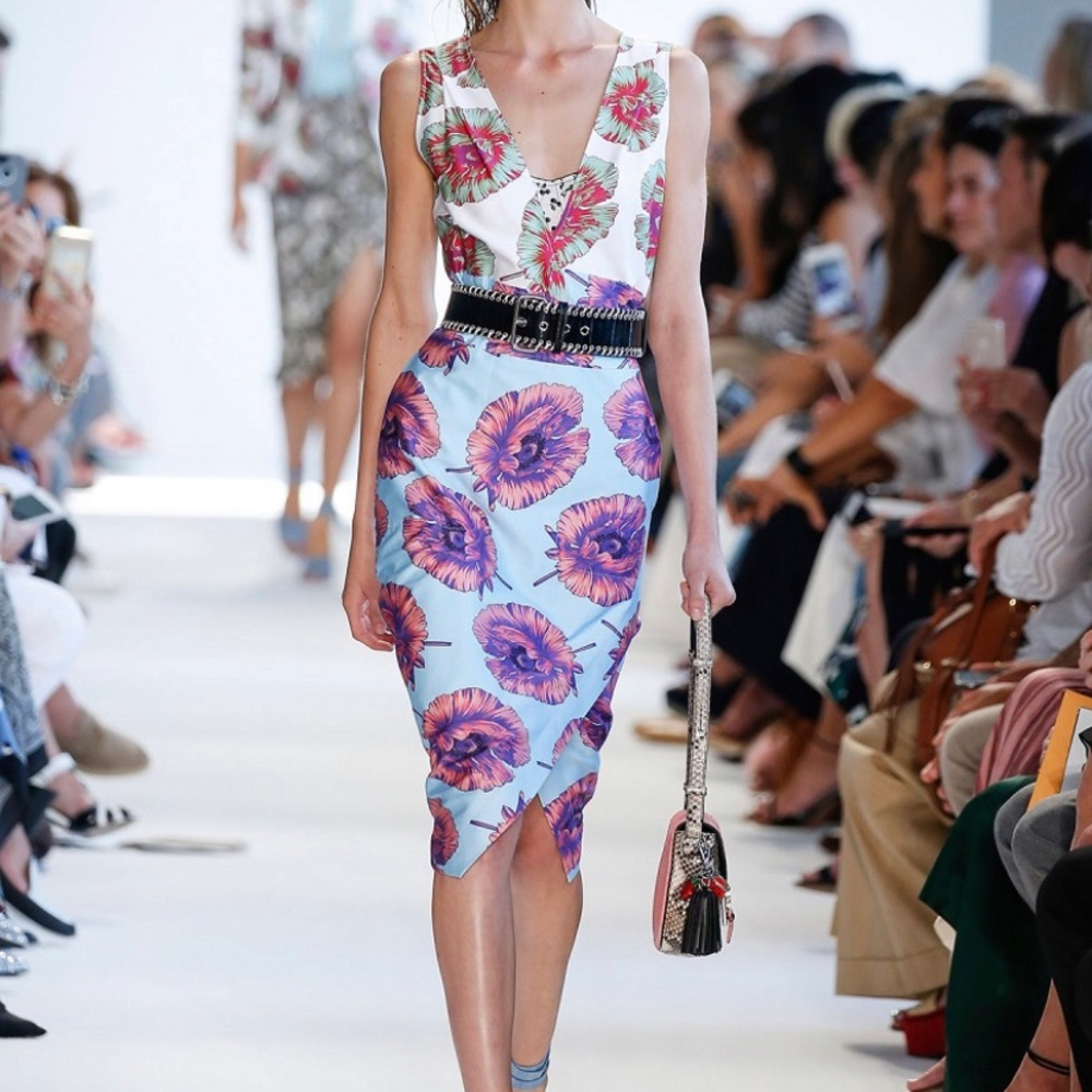 Altuzarra Runway V-neck cotton floral midi dress size 6 small-medium, sexy! EUC.